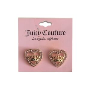 Juicy Couture Gold and Pink Crown Heart Earrings